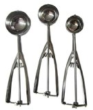 Ice Cream Scoop - 3 Piece Stainless Steel with Trigger Cookie - Melon Scoop Spoon Set Small - Medium - Large