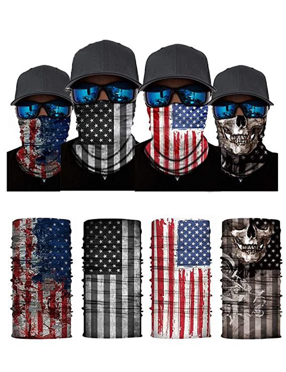 AKEWEI 4pcs Headbands for Men American Flag,Headwraps for Women Boho,Bandanas for Men American Flag