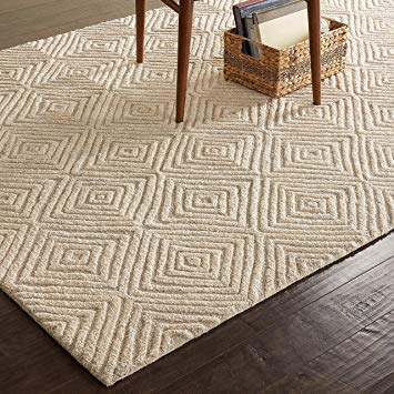 Rivet Contemporary Diamond Patterned Rug, 7' 4" x 5' 3", Taupe, Ivory