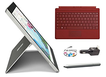 Microsoft Surface 3 Bundle - 5 Items: 64GB Wi-Fi Only Quard-Core 10.8-Inch Tablet, Original Red Keyboard, Surface Pen, Silicon Power 32GB Elite microSDHC Card and 2-in-1 Travel Charger