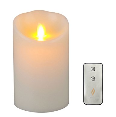 Luminara Flameless Candle with Remote & Timer,3.5-Inch by 5-Inch Pillar Candle with Moving Wick, Ivory