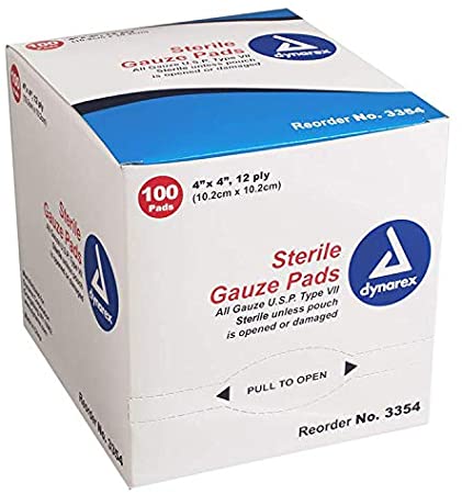 Economy Sterile Gauze Pads, 4" x 4", 12 ply 100 Pads