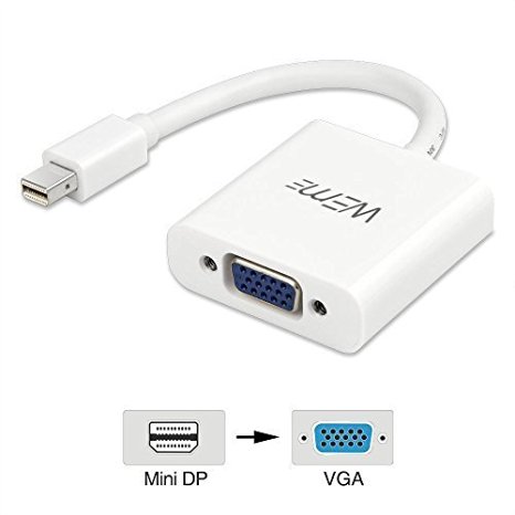 WEme Mini DisplayPort (Compatible Thunderbolt) to VGA Adapter Male to Female Converter Cable for Apple Macbook, Macbook Pro, Macbook Air, iMac, Mac Mini, Microsoft Surface Pro Google Chromebook, White