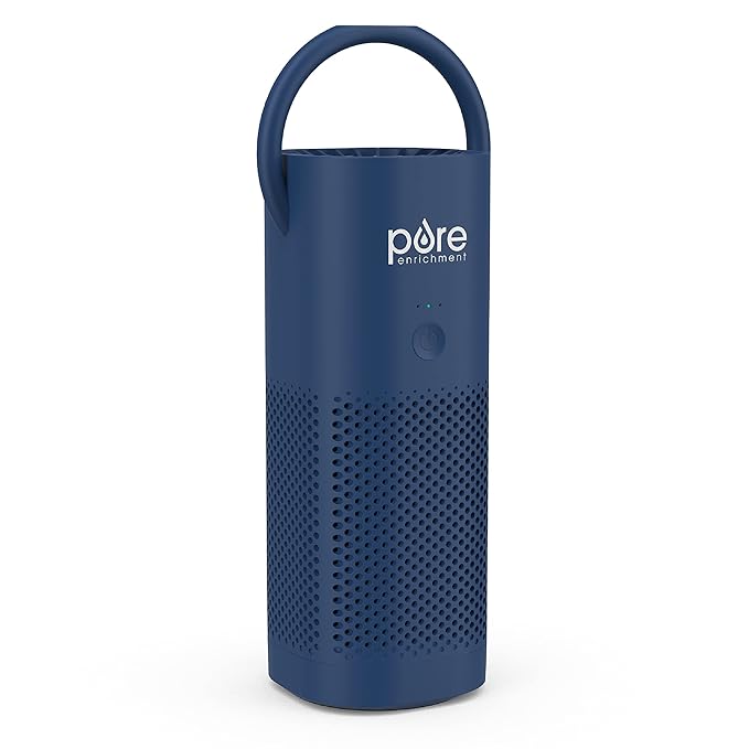 Pure Enrichment® PureZone™ Mini Portable Air Purifier - Cordless True HEPA Filter Cleans Air & Eliminates 99.97% of Dust, Odors, & Allergens Close to You - Cars, School, & Office (Blue)