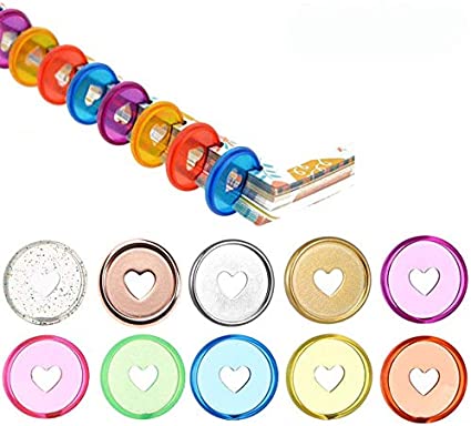 80 Pcs Plastic Book Binding Discs, 8 Colors Discbound Expansion Discs Heart Binder Rings for DIY Notebooks Planners