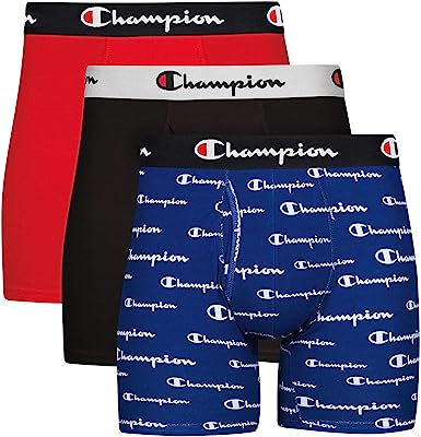 Champion Men Men's Cotton Stretch Boxer Briefs, 3 and 5 Packs Available