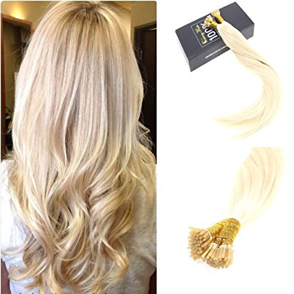 Sunny 22Inch Brazilian Remy I-tip Human Hair Extensions Salon Style #613 Bleach Blonde Pre Bonded Extensions Fusion Hair 50g/pack
