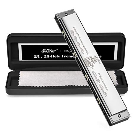 Eastar 24 Hole Harmonica Admiral Performance Competition C Key Tremolo Harmonica With Hard Case And Cloth