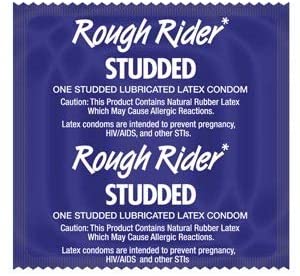Rough Rider Studded   Brass Lunamax Pocket Case, Ribbed Textured Lubricated Latex Condoms-24 Count