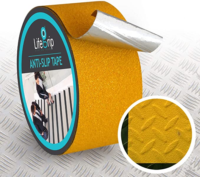 LifeGrip Non-Slip Tape, Aluminum-Backed, Conformable Safety Grip Anti-Slip Tape (2" X 15', Yellow)