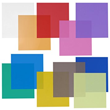 Neewer 12x12" Transparent Color Gel Filter Set Pack of 11 Sheets for Photo Studio Strobe Flashlight(Green, Blue, Purple, Pink, Red, Light Gray, Dark Gray, Yellow, Beige, Fresh Green, Acid Blue)