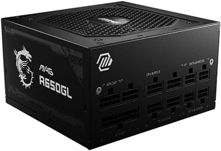 MSI MAG A650GL Gaming Power Supply - Full Modular - 80 Plus Gold Certified 650W - Compact Size - ATX PSU