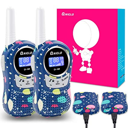 Qniglo Walkie Talkies Kids Adults 22 Channel Long Range 2 Way Radio Rechargeable Walkie Talkies(Blue,2 PCS)