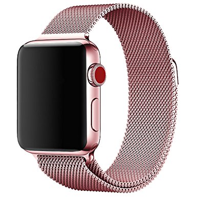 Apple Watch Band 38mm, KYISGOS Strong Magnetic Milanese Loop Stainless Steel Replacement iWatch Strap for Apple Watch Series 2, Series 1 Nike  Sport and Edition, Rose Gold