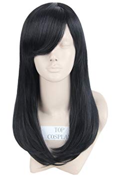 Topcosplay Women's Cosplay Wig Medium Wavy Synthetic Fiber Costume Hair 19 Inch (Black)