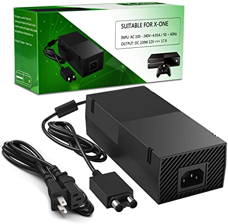 Xbox One Power Supply Brick,UKor Xbox 1 AC Adapter Power Cord Replacement Charger for Microsoft Xbox one 100-240V, Black