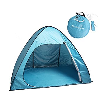 Pop Up Tent, Sunba Youth Portable Camping Tents for 3 Person, Outdoor Automatic Beach Tent Sun Shelters
