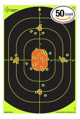 50 Pack - 12"x18" Bullseye Splatterburst Target - Instantly See Your Shots Burst Bright Florescent Yellow Upon Impact!