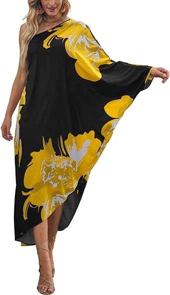 Bsubseach Women's Print Turkish Kaftan Beachwear Bikini Cover Up Maxi Dress