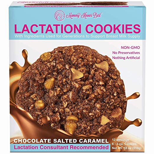 Lactation Cookies Breastfeeding Supplement - Oatmeal Chocolate Salted Caramel - 6 XL Cookies 12 Servings - Support Mothers Breast Milk Supply Increase - with Brewers Yeast Powder 100% Fenugreek Free…