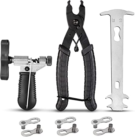 Odoland Bicycle Chain Repair Tool Kit with Bike Link Plier, Chain Breaker Splitter, Chain Checker, 3 Pairs Bicycle Missing Links, Quick Chain Plier for 6/7/8/9/10 Speed Chains