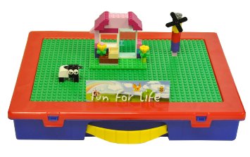 Lego-Compatible Organizer Case with Building Plate(Green)- Fun for Life is Pefect Lego Compatible Storage Case Fits up to Approx 1000 Lego Parts