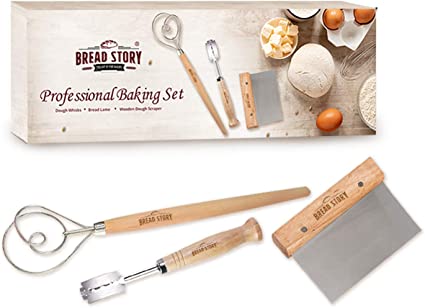 Professional Baking Kit Bread Lame, Danish Whisk Set and Wooden Scraper