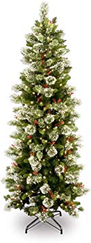 National Tree 7.5 Foot Wintry Pine Slim Tree with 400 Clear Lights, Hinged (WP1-310-75)