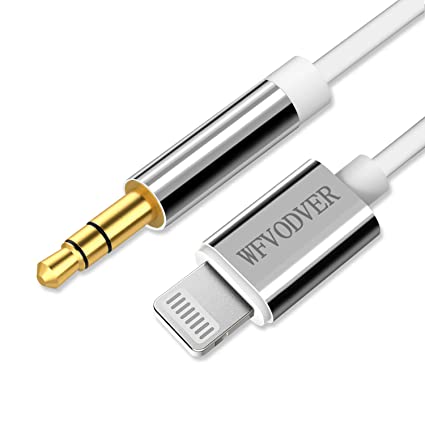 WFVODVER [MFI Certified] iPhone Lightning to 3.5mm Audio Cable 4FT/1.2M Car Aux Male Cord for iPhone 12/12 Pro/12 Mini/11/11 Pro/XS/XR/X 8 7/iPad, iPod to Car Stereo, Speaker, Headphones (White)