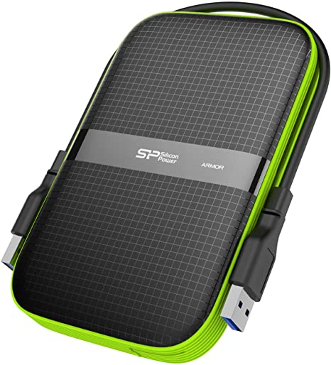 Silicon Power 1 TB External Portable Hard Drive Rugged Armor A60 Shockproof Water-Resistant 2.5 Inch USB 3.0 Military Grade Mil-Std-810G & IPX4 Black (FBE-SU010TBPHDA60S3KFE)