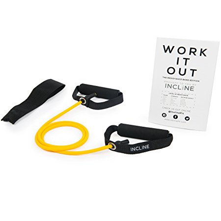 INCLINE FIT Best Single Resistance Band with Two Handles, Yellow