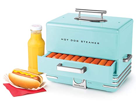 Nostalgia HDS248AQ Extra Large Diner Style Hot Dog Steamer, 24, Aqua