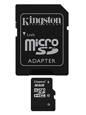 Kingston Digital 16 GB microSDHC Class 10 UHS-1 Memory Card 30MB/s with Adapter (SDC10/16GB)