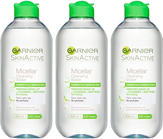 Garnier Micellar Water Facial Cleanser Combination Skin, 400 ml, Pack of 3