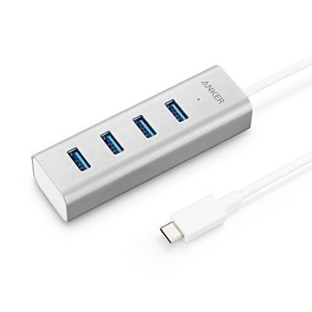 Anker USB-C to 4-Port USB 3.0 Hub for USB Type-C Devices Including the new MacBook 2016, ChromeBook Pixel and More (Silver Aluminum)