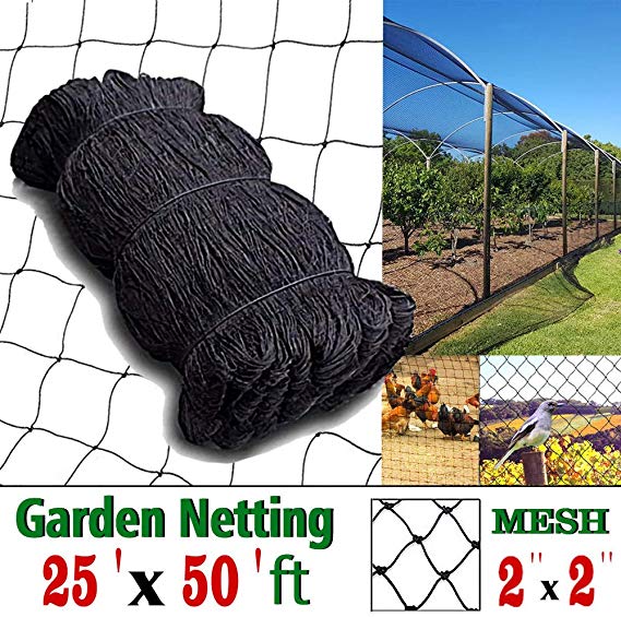 COMPATH Bird Netting Heavy Duty Garden Net Protect Plants and Fruit Trees Protective Netting 2" Square Mesh Size (25'×50')