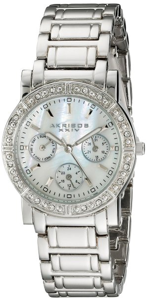 Akribos XXIV Women's AK530SS Diamond Multi-Function Crystal Bracelet Watch