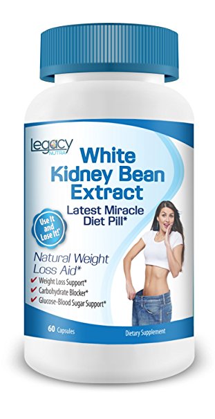 PURE WHITE KIDNEY BEAN EXTRACT Supplement - Best Carb Blocker Weight Loss Pills For Men & Women - Get Benefit of Low Carb Diet While Still Eating Carbs - Helps Lower Glycemic Index of High Carb Foods