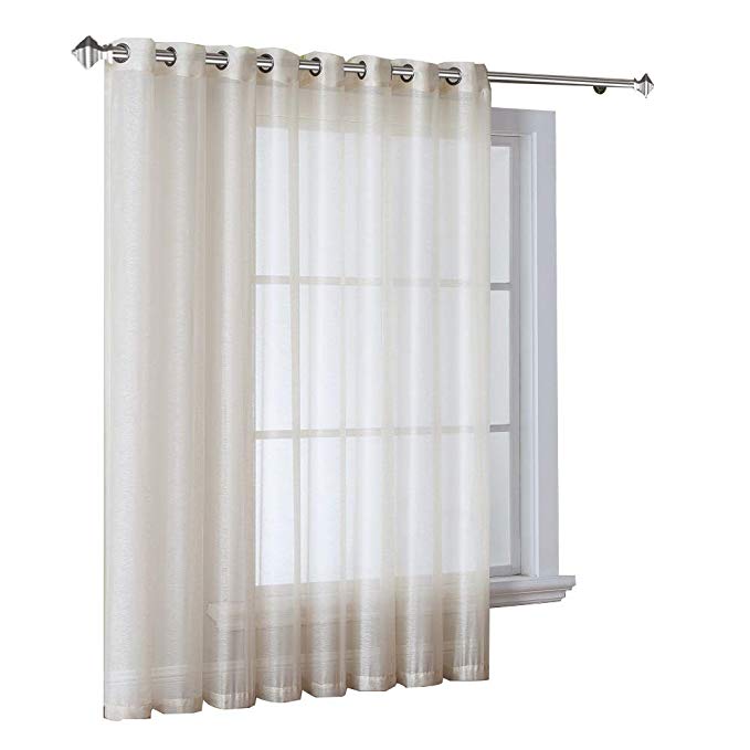 Warm Home Designs 1 Extra-Wide Light Beige Sheer Patio Curtain Panel 102 x 95 Inch Long with Grommets. Designed as Patio Door, Sliding Glass Door, or Room Divider Drape - K Patio Beige 95"