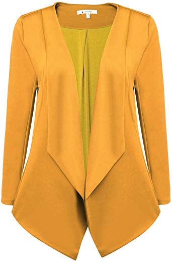 ACEVOG Womens Casual Work Office Open Front Asymmetrical Hem Cardigan Blazer Jacket