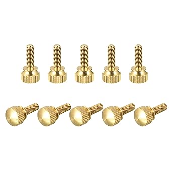 uxcell 10Pcs Knurled Thumb Screws, M4x16mm Brass Shoulder Bolts Stepped Grip Knobs Fasteners for PC, Electronic, Mechanical