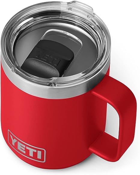 YETI Rambler 10 oz Stackable Mug, Vacuum Insulated, Stainless Steel with MagSlider Lid, Rescue Red