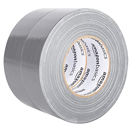 AmazonBasics General Purpose Duct Tape, 2\"W x 54.8 Meters, Silver, 2 Rolls