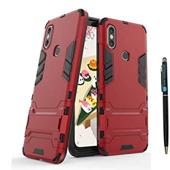 Xiaomi Mi A2 Heavy Duty Case DWaybox 2 in 1 Hybrid Armor Hard Back Case Cover with Kickstand for Xiaomi Mi A2/Mi 6X 5.99 Inch (Marsala Red)