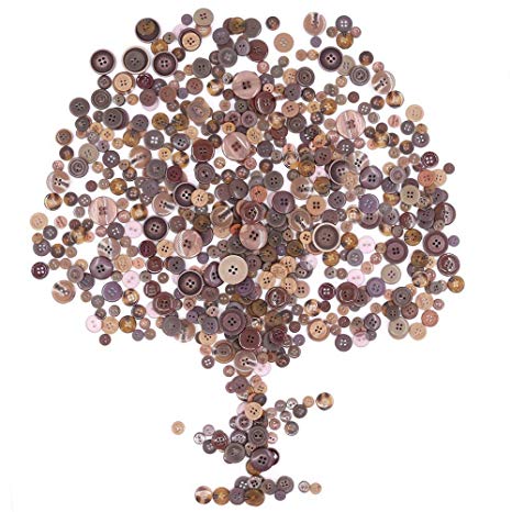 Rustark 650Pcs Brown Resin Buttons Favorite Findings Basic Buttons 2 and 4 Holes Craft Buttons for Arts, DIY Crafts, Decoration, Sewing - Sizes Range from 0.28 to 1.18 Inch