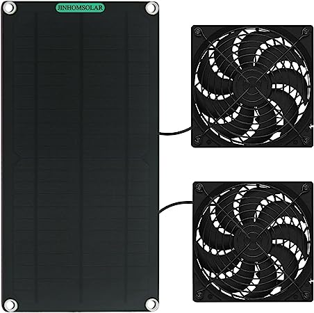 Solar Panel Fan Kit, Himino 10W Dual Fan with 6.5Ft/1.9 m Cable for Small Chicken Coops, Greenhouses, Doghouses,Sheds,Pet Houses, Window Exhaust