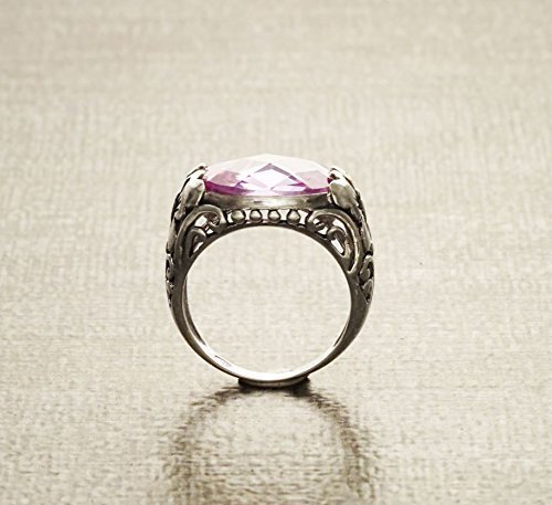 Boho Amethyst Ring - Sterling Silver Ring - Butterfly Ring - Filigree - Boho jewelry - Pink Amethyst - Rose de France - Dainty Hipster Ring