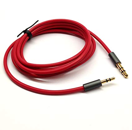 KetDirect Red 3ft Gold Plated Design 3.5mm Male to 2.5mm Male Car Auxiliary Audio cable Cord headphone connect cable for Apple, Android Smartphone, Tablet and MP3 Player