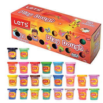 Let's Natural Play Dough 24 Color Set - Great Gift for Kids