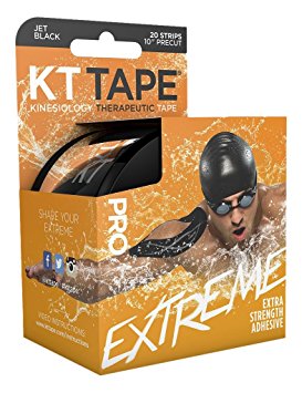 KT TAPE Pro Extreme Therapeutic Elastic Kinesiology Tape (20 Pre-Cut), 10", Black